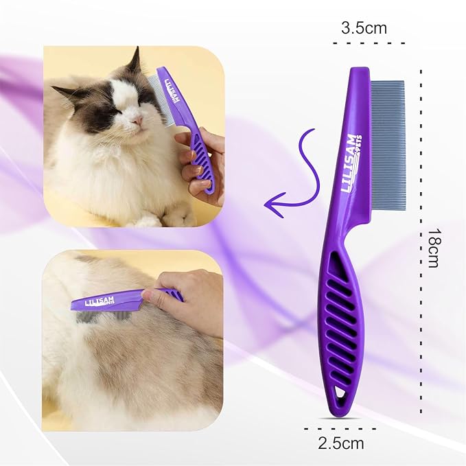 Pet Self Cleaning Slicker Brush and Grooming Comb - Gently Removes Loose Hair, Tangles, and Dirt - Skin Friendly Deshedding Grooming Tool for Hair Dogs &amp; Cats - Pet Supplies Accessories (Purple)