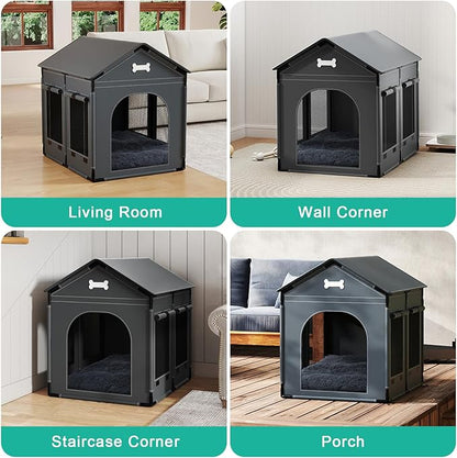 XL Indoor Dog House Dog Kennel Bed Mat with Cushion for Small Medium Large Dogs Cats, Winter Warm Cat Nest Puppy Cave Sofa Pet Products Easy Assembly, 33.9 * 26.8 Inches