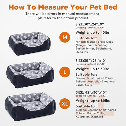 GASUR Rectangle Dog Bed for Large Dogs - Orthopedic, Durable and Anti-Slip. Cozy and Soft, Perfect for Sleeping. Warming Effect for Puppies. (M (30"x24"x9"), Black)