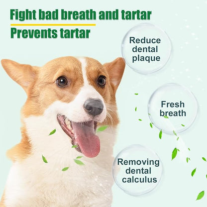Dog Dental Powder - Dog Teeth Cleaning Powder,Pet Breath Freshener for Teeth Cleaning,Tartar Remover &amp; Reduces Plaque &amp; Bad Breath,Dental Care Supplies for Dogs Cat-Beef Flavor 50g