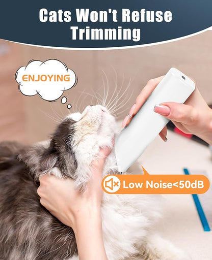oneisall Pet Clipper for Cat Matted Hair, Pet Shaver for Cats Quiet Pet Clippers Waterproof Cordless Cat Clippers for Matted Hair Long Hair with Storage Bag (White)