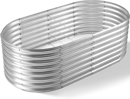 Land Guard Galvanized Planter Raised Beds, 631.99ft Keyhole Raised Garden Bed