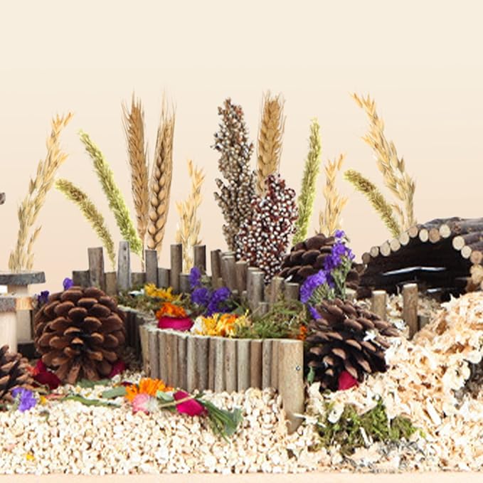 Natural Ear of Grain Flower&amp;Herb Bedding Mate Habitat Decor, Adding Fun Hamster Accessories for Hamsters Gerbils Lemming