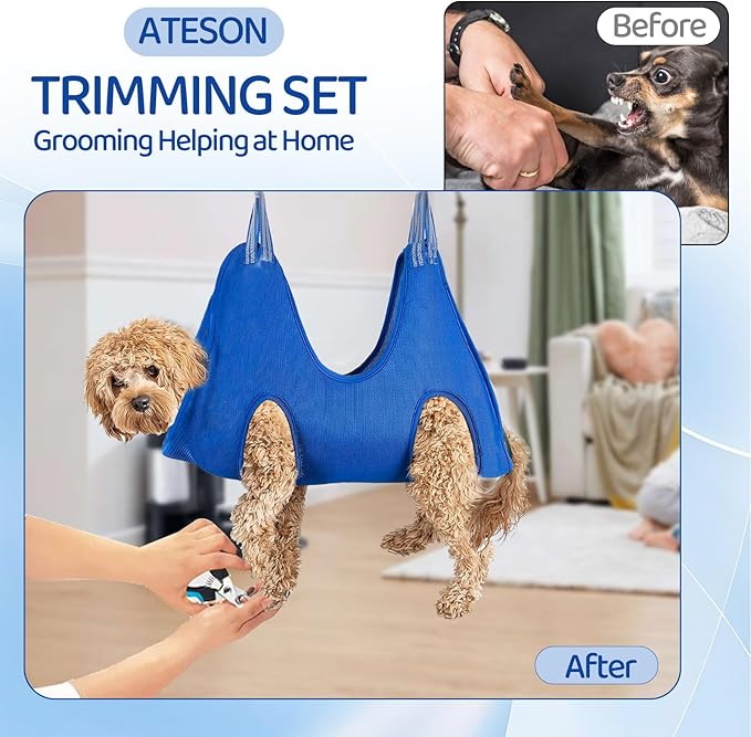 Pet Grooming Hammock for Small Dogs &amp; Cats - Nail Trimming Sling with Clippers, Nail File, &amp; Scissors - XXS Hanging Grooming Harness for Safe &amp; Easy Nail Care