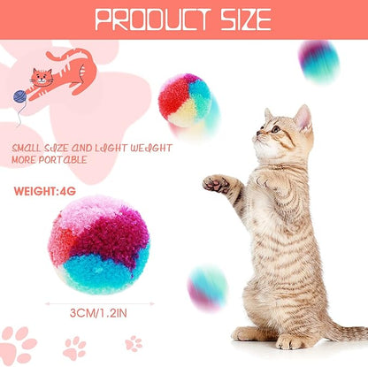 Rainbow Cat Toy Kit - 20PCS Soft Pom Pom Balls for Indoor Cat Play &amp; Exercise