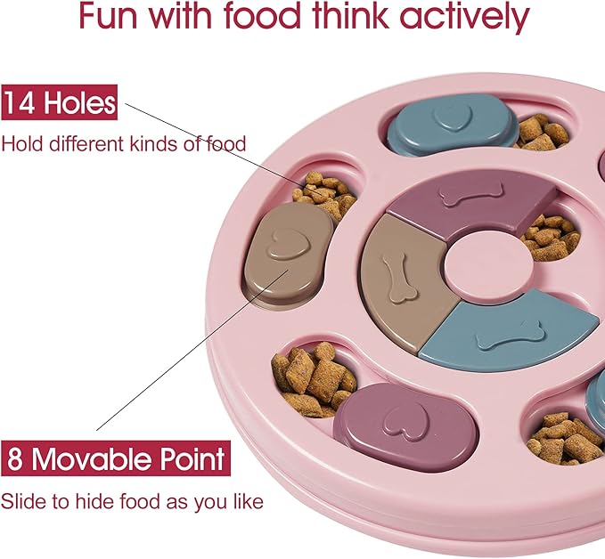 DR CATCH Dog Puzzles,Dogs Food Puzzle Feeder Toys for IQ Training &amp; Mental Enrichment,Dog Treat Puzzle(Pink)