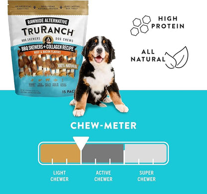 5" BBQ Collagen Skewers - Collagen Dog Chews - Long Lasting Healthy Joint Support Dog Treat - Rawhide Alternative - Skin &amp; Coat Health, 1 Bag, 15 Count