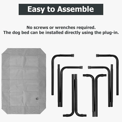 Elevated Dog Bed for Outdoor, Medium Raised Dogs Cot for Training, Cooling Pet Beds with Washable Mesh, Indestructible Lifted Platform for Outside Camping, 35 inch Grey