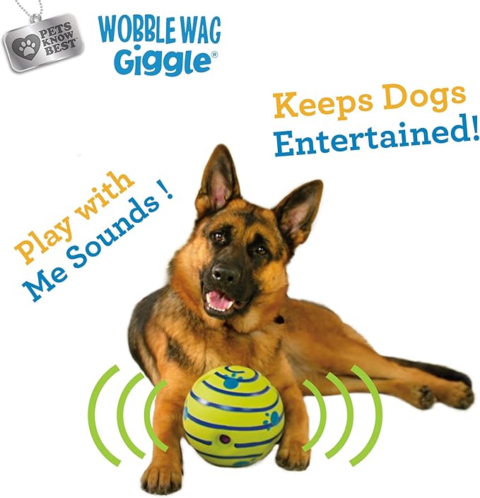 Wobble Wag Giggle Ball | Rolling Enrichment Toy for Fun Playtime, Interactive Play for Indoor or Outdoor, Keeps Dogs &amp; Puppies Large, Medium or Small Busy &amp; Moving, As Seen on TV | Pack of 1