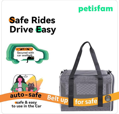 petisfam Soft Pet Carrier Bag for Cats and Puppy Under 20 lbs. Sturdy, Safe, Comfortable and Lightweight