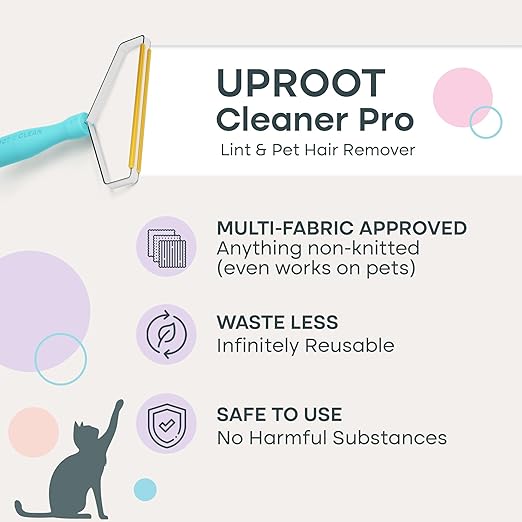 Uproot Cleaner Pro Pet Hair Removal Tool - Special Dog Hair Remover Multi Fabric Edge and Carpet Rake by Uproot Clean - Cat Fur Remover for Couch, Pet Towers, Rugs, Cat Mats and Trunks &amp; Much More