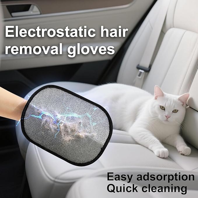 Pet Hair Removal Glove - Cat &amp; Dog Electrostatic Hair Remover Grooming Glove,Suitable for All Pets 2Pcs
