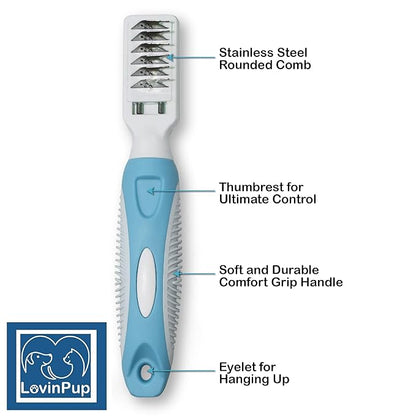 Pet Mat Remover Easily removes Mats Professionally from your DOGS &amp; CATS and Straightens Tuft &amp; Knotted Pet hair. Extremely Gentle on pets, works on Sensitive Skin too! Blue
