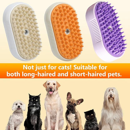 4 in 1 Cat Steam Brush for Shedding, Rechargeable Pet Steam Groomer Brush, Massage, Cleaning, Shedding &amp; Combing Multifunctional Hair Removal Comb for Cats Dogs (Cream color)