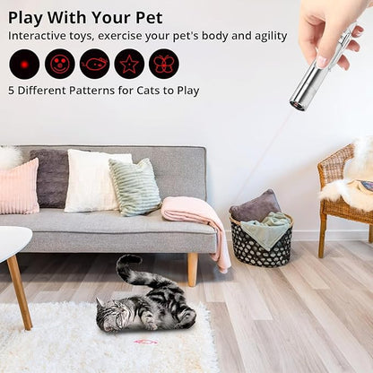 Cat Toy Pointer for Indoor Cats, 2 Pieces, USB Rechargeable Kitten Toys with 7 Adjustable Patterns, Interactive Chase Toys for Indoor Cats &amp; Dogs, Training &amp; Exercise Fun