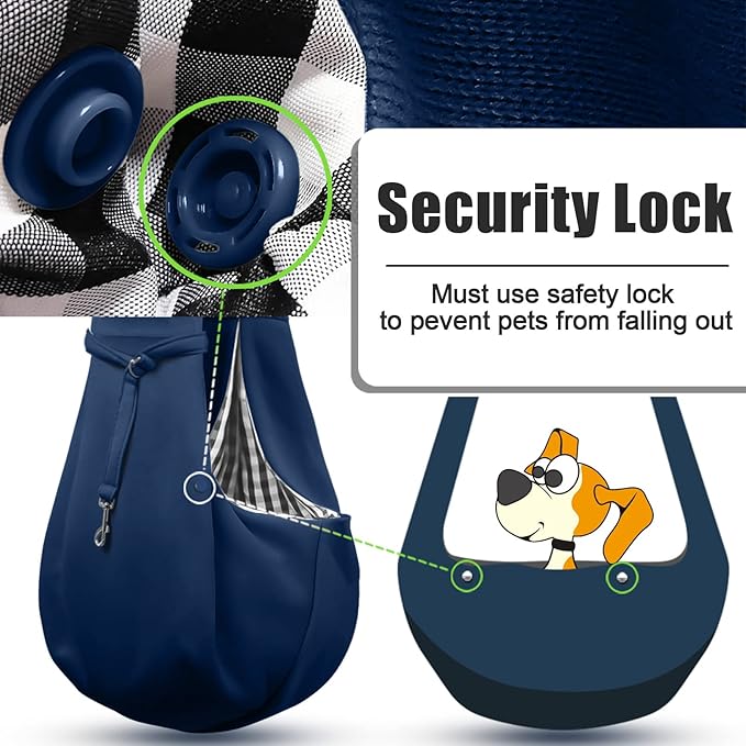Tomkas Small Dog Sling Carrier - Zipper Pocket &amp; Adjustable Strap - for 3-10 lbs Pets(Dark Blue)