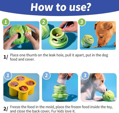Dog Toy, Frozen Treat Toys, Treat Dispensing Chew Toy for Small Medium Large Dogs, Long-Lasting Interactive to Keep Pup Distracted &amp; Reduces Anxiety, Freezable Fillable Dog Puzzle Toys - Green