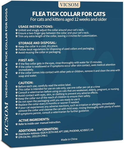 Flea and Tick Collar for Cats - 4 Pack, 32 Month Protection Treatment, Waterproof, Natural Prevention, Adjustable for Cats &amp; Kittens (Black)