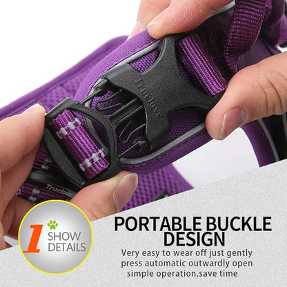 Truelove No Pull Dog Harness with Easy Control Handle and 2 Leash Attachments,Reflective Adjustable Pet Vest