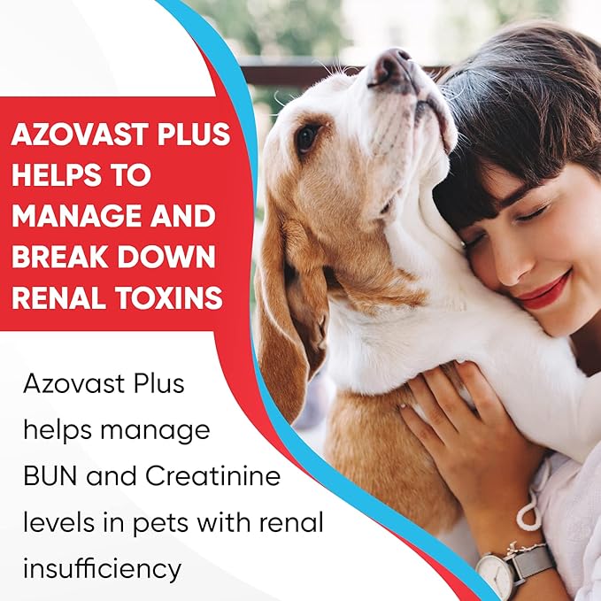 Azovast Plus Kidney Health Supplement for Dogs &amp; Cats, 360ct - NO Refrigeration Required - Help Support Kidney Function &amp; Manage Renal Toxins - Renal Care Supplement Capsule(U.S.A)(360 Caps)