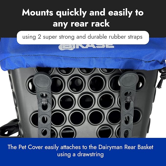 BiKASE Durable Dog Bike Basket &amp; Carrier, Rear Mount Pet Basket for Bikes with Super Comfort Mat and Cover, Ideal for Small Dogs and Cats up to 12 lbs