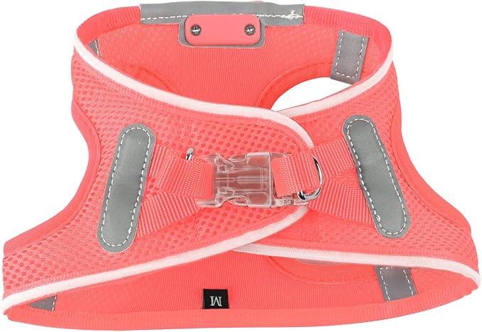 Light Up Dog Harness,Rechargeable LED Dog Harness for Small Medium Large Dogs,Reflective Lighted Safety Vest for Night Walking &amp; Camping,Lightweight &amp; Adjustable,Fluorescent Pink,S