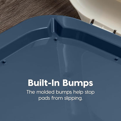 IRIS USA Pee Pad Holder - For Potty Training Regular Sized Dog &amp; Puppy Pee Pads, Secured Latches, Non-Skid Feet, Leak Protection, Fits 22"x22" Pad or Larger, Square, Navy