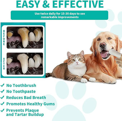 Pet Dental Finger Wipes for Dogs &amp; Cats | Teeth Cleaning Wipes with Natural Formula | Remove Plaque &amp; Tartar | Fresh Breath, Safe &amp; Gentle (50 Count)