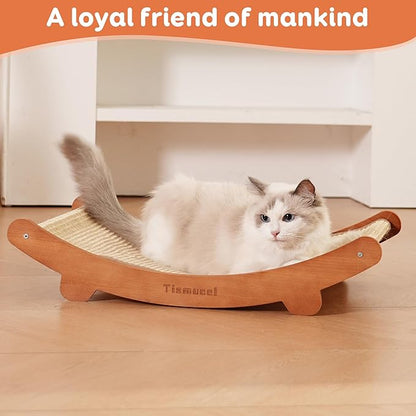 Sisal Cat Scratcher Bed, Beech Wood Cats Hammock,Cat Scratch Pad Indoor cat Toy,Durable Cat Scratching Post, Furniture Protector for Cats&