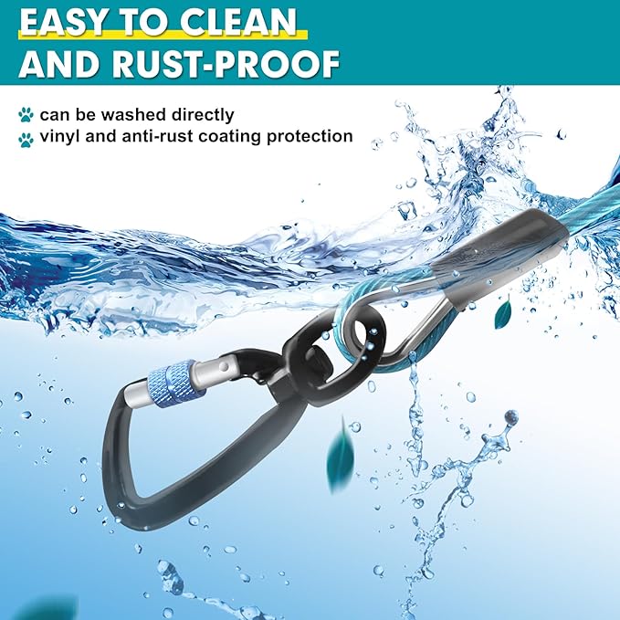 Snagle Paw Dog Leads for Yard 50FT-1000LBS Break Strength,Heavy Duty Tie Out Cable for Dogs with Swivel Lockable Hook &amp; Spring,Chew Proof Dog Chain for Outside,Dog Run Cable for Medium Large Dogs