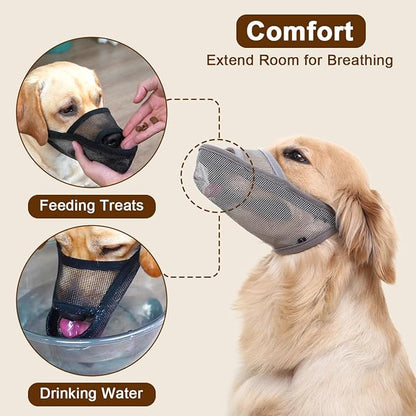 Crazy Felix Nylon Dog Muzzle for Small Medium Large Dogs Poodle Labrador Golden Retriever Doberman, Air Mesh Breathable and Drinkable Pet Mouth Guard for Anti-Biting Chewing Scavenging(L, Grey)