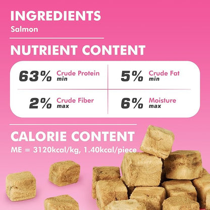 Freeze Dried Cats &amp; Dogs Raw Treats, All Natural Single Ingredient Salmon, High Protein Healthy Pet Training Treats or Food Topper, 3.5 oz