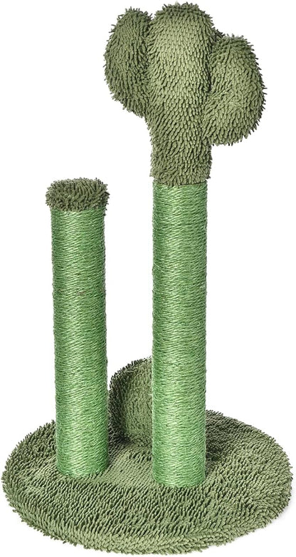 Amazon Basics Cat Scratcher - Indoor Cactus Triple Posts Cat &amp; Kittens Scratching Post with Dangling Ball, Small (22.4"H) - Green
