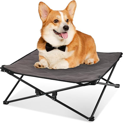 KingCamp Elevated Dog Bed for Medium Dogs, Outdoor Raised Cooling Pet Cot Bed with Washable Breathable Mesh &amp; No-Slip Feet Perfect for Camping, Backyard, Indoor Use (Medium, Black)