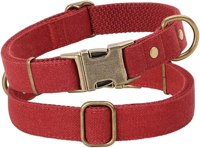 PET ARTIST Dog Collar for Large Dogs, Soft Padded Premium Nylon Dog Collar with Quick Release Metal Buckle, Durable &amp; Adjustable Pet Collars for Boy Gifts, Red, L (Fit 15-22")