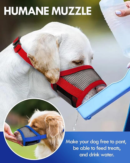 Dog Muzzle, Soft Air Mesh Muzzle for Small Medium Large Dogs Anti Biting Barking Chewing, Breathable Drinkable Adjustable Loop Pets Muzzle for German Shepherd Husky Labrador Retriever (Red,L)