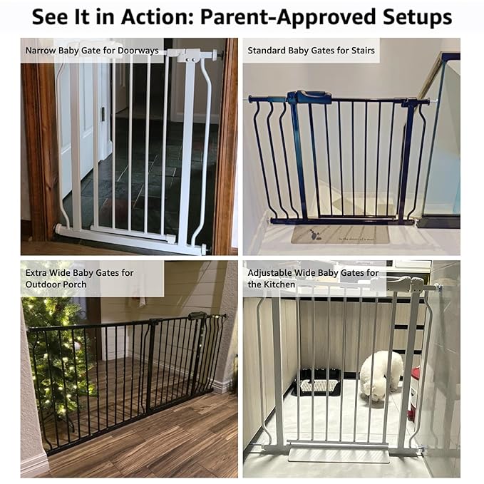 Extra Wide 57.5-62 Inch Large Baby Gates for Stairs, Doorways - No Drilling, Pressure Mounted Pet Gates for Kids &amp; Dogs