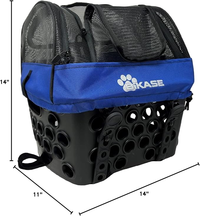 BiKASE Durable Dog Bike Basket &amp; Carrier, Rear Mount Pet Basket for Bikes with Super Comfort Mat and Cover, Ideal for Small Dogs and Cats up to 12 lbs