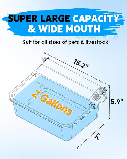 Automatic Dog Water Dispenser, 2 Gallons 304 Stainless Steel Dog Water Bowl for Indoor/Outdoor, Large Water Bowl for Pets &amp; Livestock, Anti Tip, Wide Mouth, Water Auto Fill, Fit GHT 3/4" Faucet