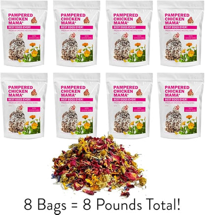Pampered Chicken Mama Best Eggs Ever! Nesting Herbs for Chickens (8 Pounds Total) for Chicken Nesting Boxes Calcium Supplement for Chickens | Chicken Feed Supplies, Hen Treats for Coops (8 Bags)