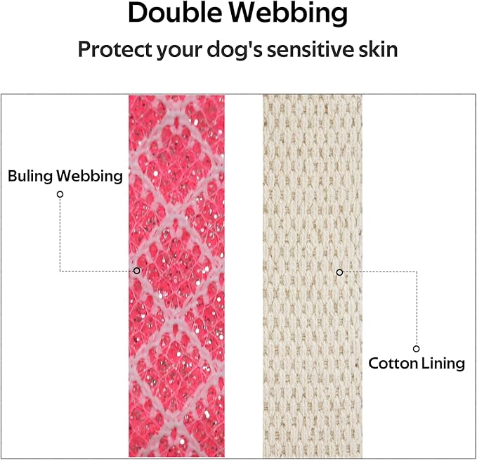 Dog Collar with Waterproof AirTag Holder &amp; Anti-Lost QR Code, Cute Bling Warpping Adjustable Width for Small Medium Large Pet (Red, L)