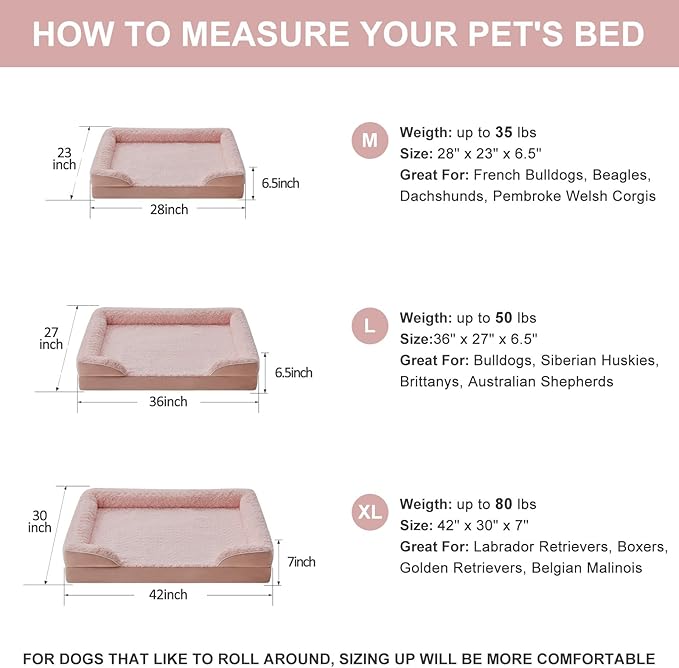 WNPETHOME Dog Beds for Large Sized Dogs, Washable Orthopedic Dog Couch Sofa Bed with Waterproof Lining &amp; Non-Skid Bottom for Pet Sleeping