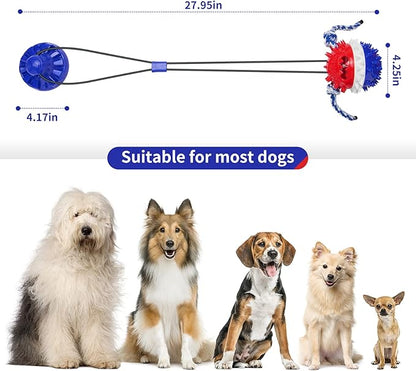 Interactive Dog Toys - Aggressive Chewer Suction Cup Tug of War, Indestructible Puzzle Toys &amp; Treat Dispensing Ball for Dog Enrichment