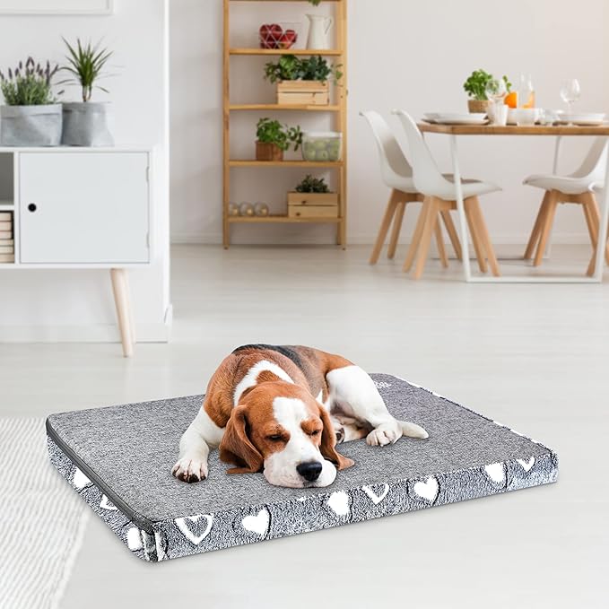 VANKEAN Dog Crate Mat - Reversible Cool &amp; Warm Stylish Bed, Waterproof &amp; Machine Washable, Supports Small to XXL Dogs, Grey