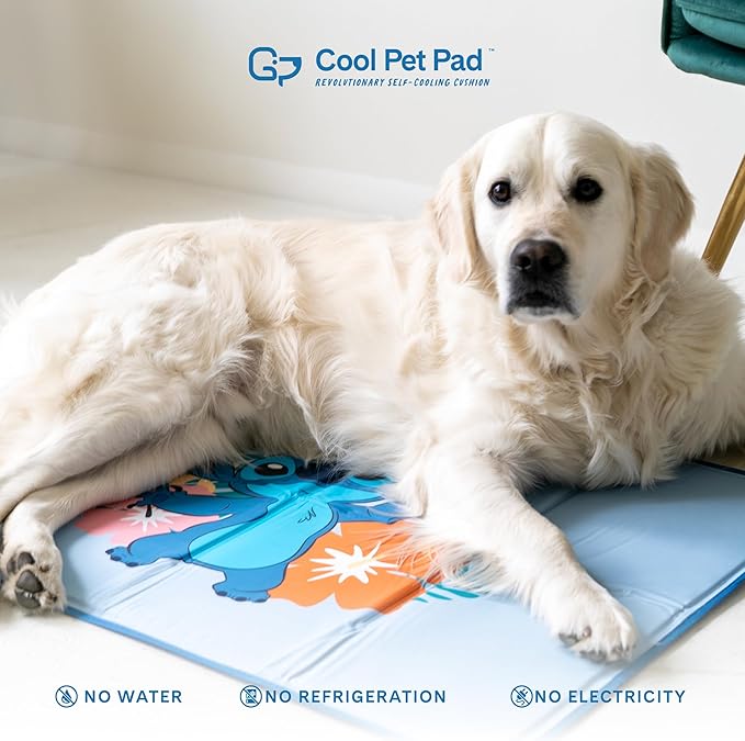 The Green Pet Shop Cool Pet Pad - Extra Small, Disney’s Stitch - Self-Cooling, Pressure Activated Mat for Dogs &amp; Cats from 0-8 lbs - Non-Toxic Gel, No Water Needed