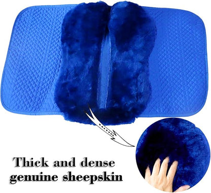 Woolous Dressage Saddle Pad, English Saddle Pad with Sheepskin Trim, Lambskin Wool Fleece Lining, Square Saddle Pad for Equestrian Riding, Comfortable &amp; Shock Absorbing