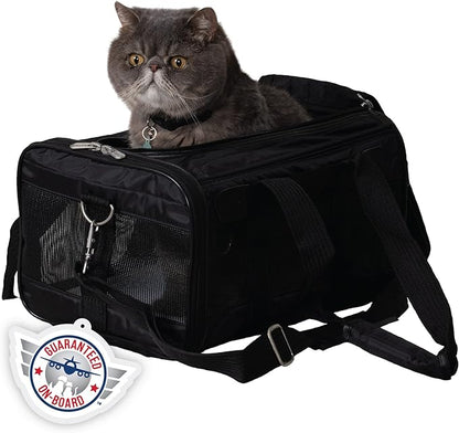 Sherpa Original Deluxe Travel Pet Carrier, Airline Approved &amp; Guaranteed On Board - Black, Small