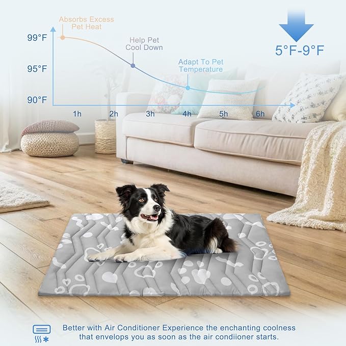 BEAUTYZOO Upgrade Dog Cooling Mat Extra Large, Reversible Self-Cooling Mat for Dogs, Thicken Pet Ice Cool Pad Blanket for Summer Kennel Sofa Bed Floor Car Seat, Machine Washable&amp;Foldable, 59"x40"
