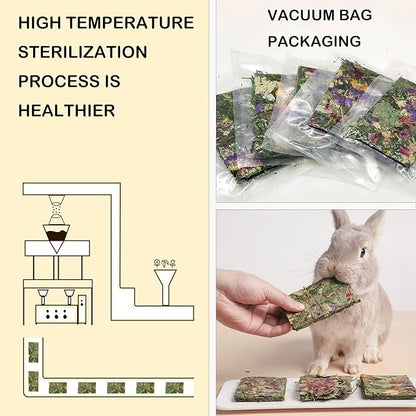 Rabbit Toys 20 Pack Bunny Toy Bunny Chew Toy Guinea Pig Treats Timothy Hay Toys Chips with Herbal Flowers Timothy Hay Grass Hamster Snacks Chinchillas Gerbils for Small Animals Teeth