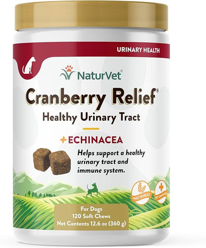 NaturVet – Cranberry Relief Plus Echinacea – Helps Support a Healthy Urinary Tract &amp; Immune System – 120 Soft Chews